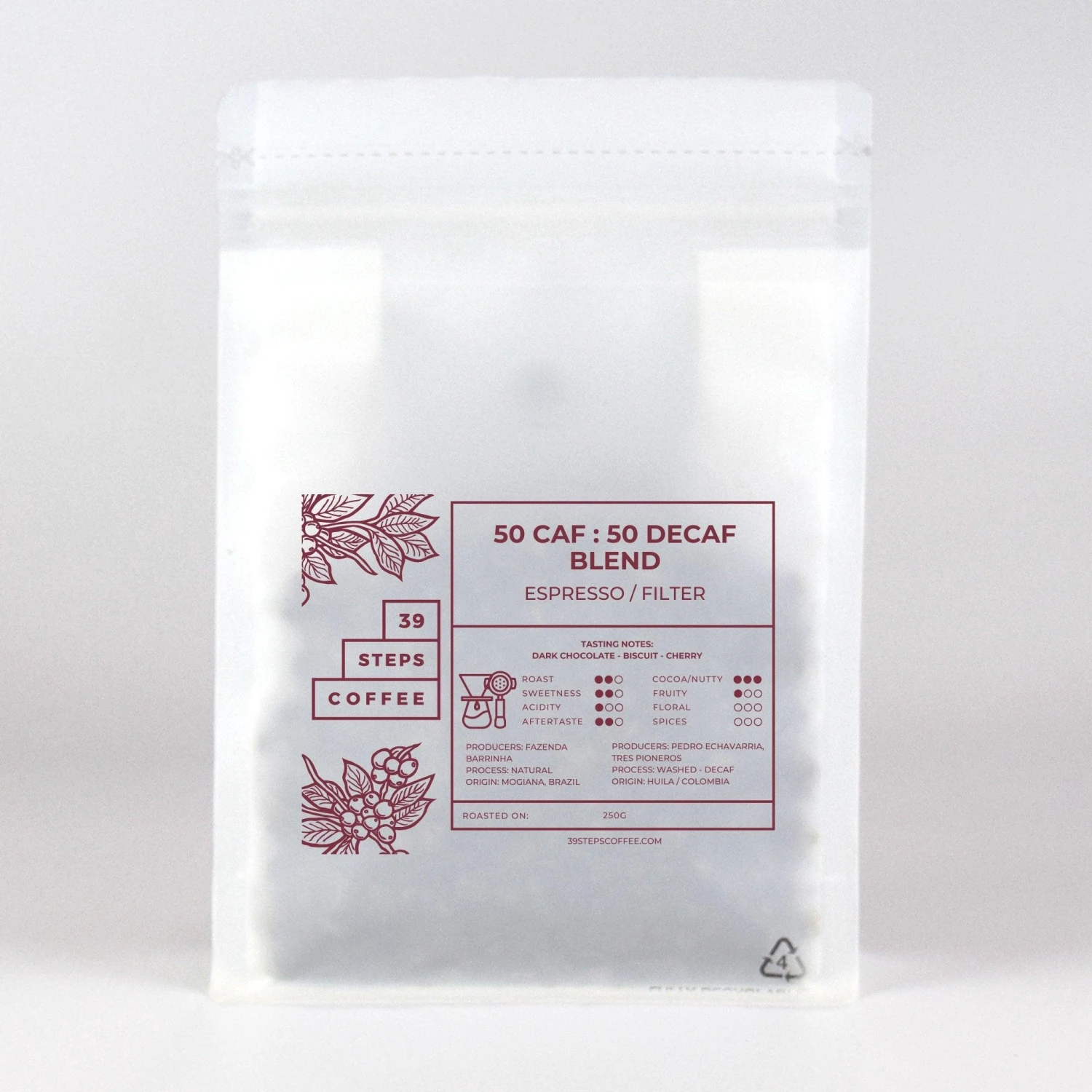 50:50 Caffeine/Decaf Blend By 39 Steps Coffee 1 50:50 Caffeine/Decaf Blend By 39 Steps Coffee